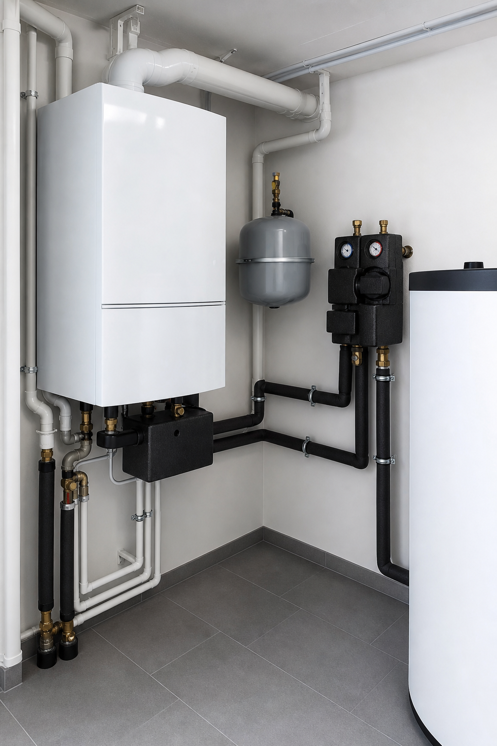 Moderne Gas-Brennwertheizung Installation